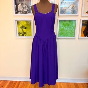 💜 Vintage 80s Deep Purple Midi Dress